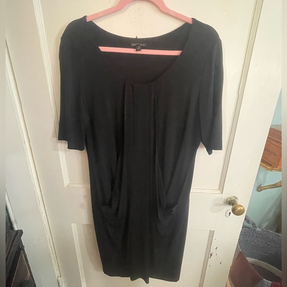 Lafayette 148 Black knit short sleeve dress size large